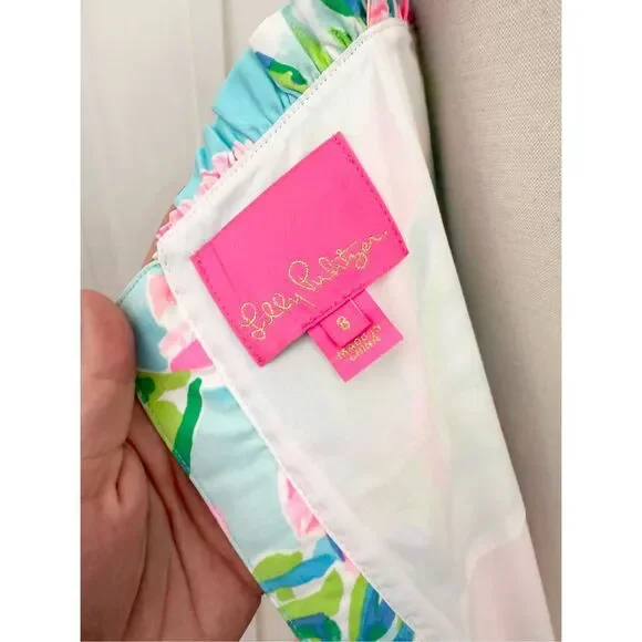 Lilly Pulitzer Womens Blue Pink Totally Blossom Brenda Stretch Mini Dress Size 8 - Picture 5 of 7